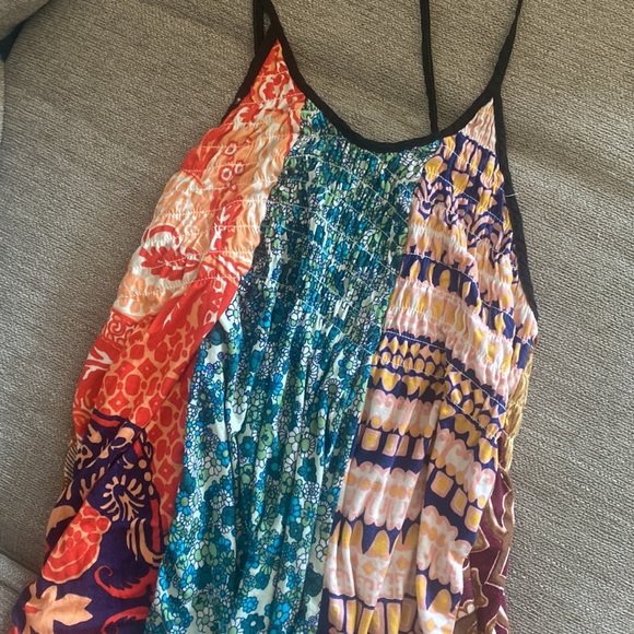 FREE PEOPLE Can’t Tie Me Down Tunic Patchwork Asymmetrical Dress Multicolored XS - Picture 8 of 11